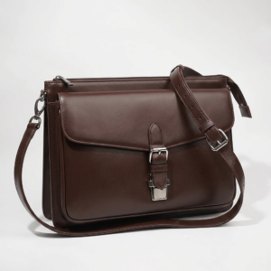 Zaclet Executive Brown Leather Laptop Messenger Bag