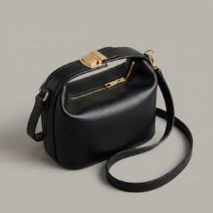 Zaclet Noir Classic Black Leather Crossbody Bag